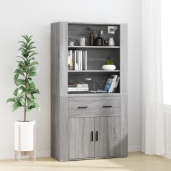 vidaXL Aparador alto de madera contrachapada gris Sonoma