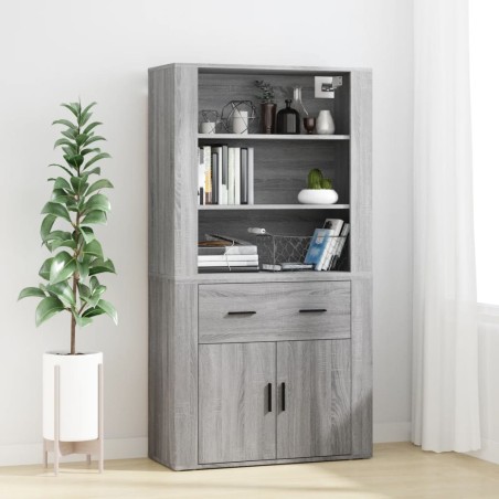 vidaXL Aparador alto de madera contrachapada gris Sonoma