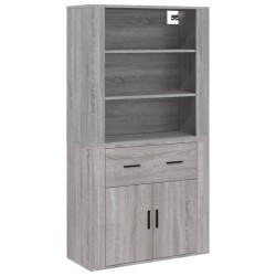 vidaXL Aparador alto de madera contrachapada gris Sonoma