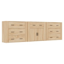 vidaXL Aparadores 3 piezas madera contrachapada color roble sonoma