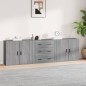 vidaXL Aparadores 3 piezas madera contrachapada gris Sonoma vidaXL Aparadores 3 piezas madera contrachapada gris Sonoma