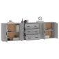 vidaXL Aparadores 3 piezas madera contrachapada gris Sonoma vidaXL Aparadores 3 piezas madera contrachapada gris Sonoma