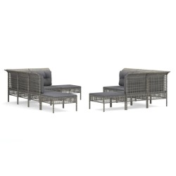 vidaXL Set de muebles de jardín 11 pzas y cojines ratán sintético gris