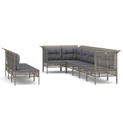 vidaXL Set de muebles de jardín 9 pzas y cojines ratán sintético gris