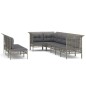vidaXL Set de muebles de jardín 9 pzas y cojines ratán sintético gris vidaXL Set de muebles de jardín 9 pzas y cojines ratán sintético gris