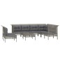 vidaXL Set de muebles de jardín 11 pzas y cojines ratán sintético gris vidaXL Set de muebles de jardín 11 pzas y cojines ratán sintético gris