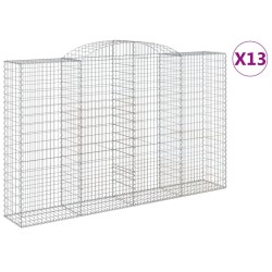 vidaXL Cestas de gaviones 13 uds forma de arco hierro 300x50x180/200cm