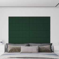 vidaXL Paneles de pared 12 uds tela verde oscuro 90x30 cm 3,24 m²