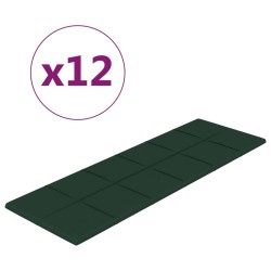 vidaXL Paneles de pared 12 uds tela verde oscuro 90x30 cm 3,24 m²