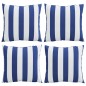 vidaXL Cojines 4 uds tela a rayas azul y blanco 50x50 cm