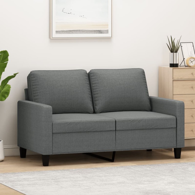 vidaXL Sofá de 2 plazas de tela gris oscuro 120 cm vidaXL Sofá de 2 plazas de tela gris oscuro 120 cm