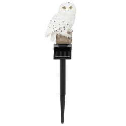 HI Lámpara solar de jardín con forma de búho blanco