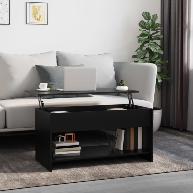 vidaXL Mesa de centro madera contrachapada negro 102x50x52,5 cm vidaXL Mesa de centro madera contrachapada negro 102x50x52,5 cm