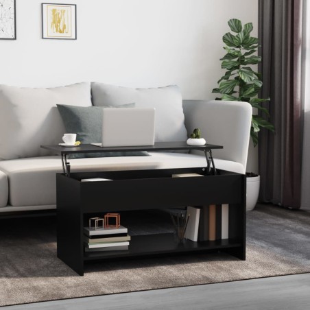 vidaXL Mesa de centro madera contrachapada negro 102x50x52,5 cm