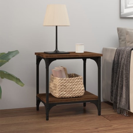 vidaXL Mesa auxiliar madera contrachapada marrón roble 40x30x42 cm