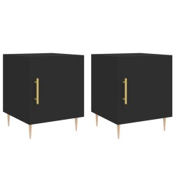 vidaXL Mesitas de noche 2 uds madera de ingeniería negro 40x40x50 cm