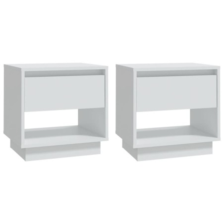 vidaXL Mesitas de noche 2 uds madera contrachapada blanco 45x34x44 cm