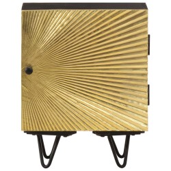 vidaXL Mesita de noche con frontal de latón mango maciza 40x30x50 cm