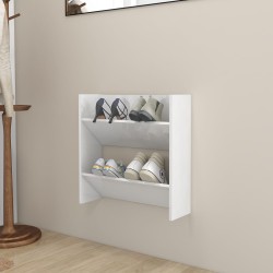 vidaXL Zapatero de pared madera contrachapada blanco brillo 60x18x60cm
