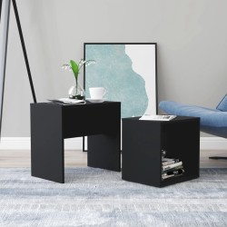 vidaXL Juego de mesas de centro madera contrachapada negro 48x30x45cm