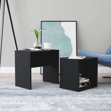 vidaXL Juego de mesas de centro madera contrachapada negro 48x30x45cm