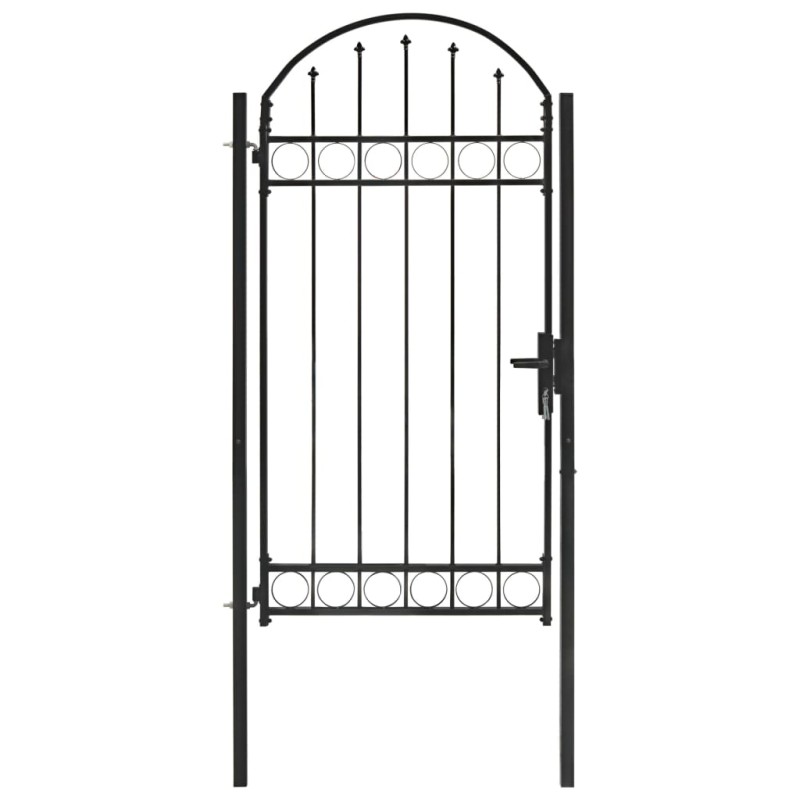 vidaXL Puerta de jardín con arco superior 100x250 cm acero negro