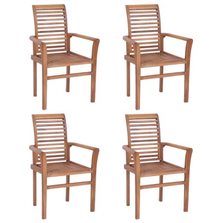 vidaXL Sillas de comedor apilables 4 unidades teca maciza