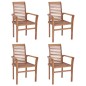 vidaXL Sillas de comedor apilables 4 unidades teca maciza