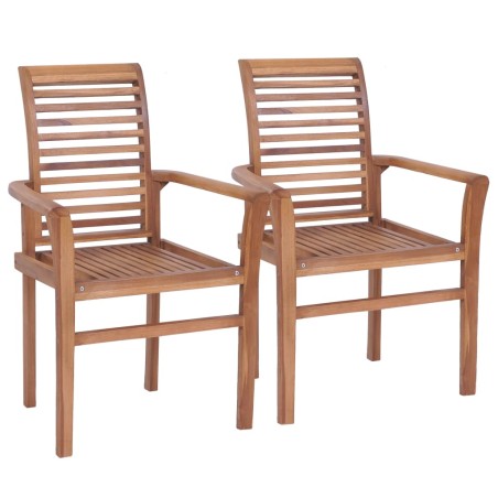vidaXL Sillas de comedor apilables 4 unidades teca maciza