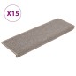 vidaXL Alfombras de peldaños de escalera 15 uds marrón claro 65x21x4cm