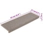 vidaXL Alfombras de peldaños de escalera 15 uds marrón claro 65x21x4cm