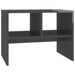 vidaXL Mesa auxiliar madera contrachapada gris brillante 60x40x45 cm