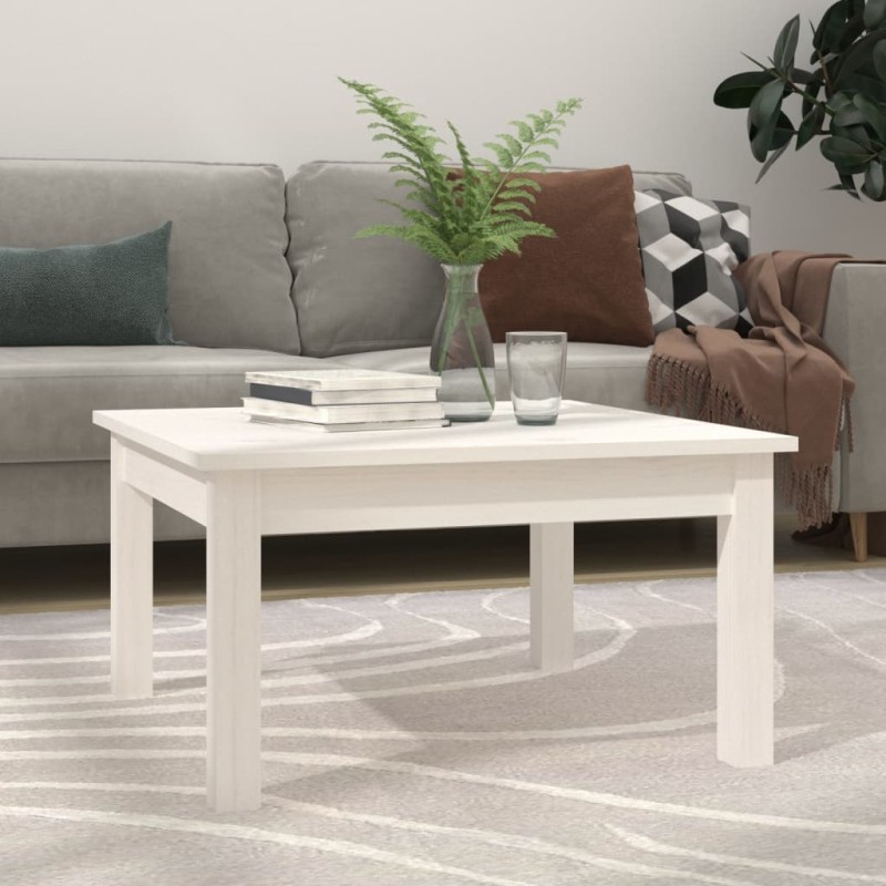 vidaXL Mesa de centro de madera maciza de pino blanco 55x55x30 cm vidaXL Mesa de centro de madera maciza de pino blanco 55x55x30 cm