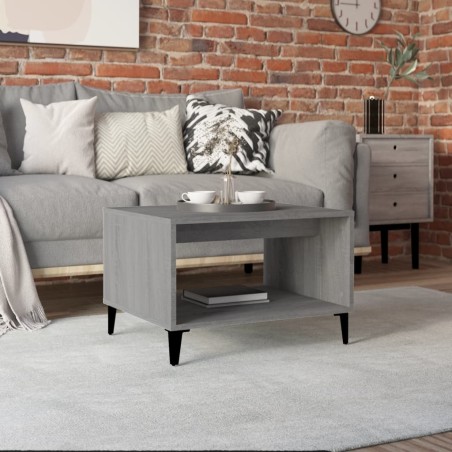 vidaXL Mesa de centro madera contrachapada gris Sonoma 60x50x40 cm