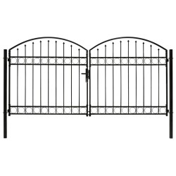 vidaXL Cancela de valla doble puerta con arco 300x125 cm acero negro