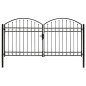 vidaXL Cancela de valla doble puerta con arco 300x125 cm acero negro vidaXL Cancela de valla doble puerta con arco 300x125 cm acero negro