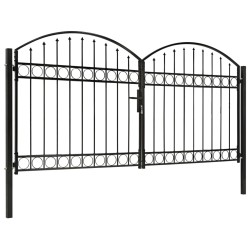vidaXL Cancela de valla doble puerta con arco 300x125 cm acero negro