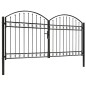 vidaXL Cancela de valla doble puerta con arco 300x125 cm acero negro vidaXL Cancela de valla doble puerta con arco 300x125 cm acero negro