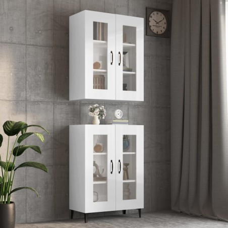 vidaXL Armario de pared colgante blanco brillante 69,5x34x90 cm