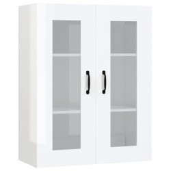 vidaXL Armario de pared colgante blanco brillante 69,5x34x90 cm