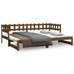 vidaXL Sofá cama extraíble madera maciza pino marrón miel 2x(90x190)cm