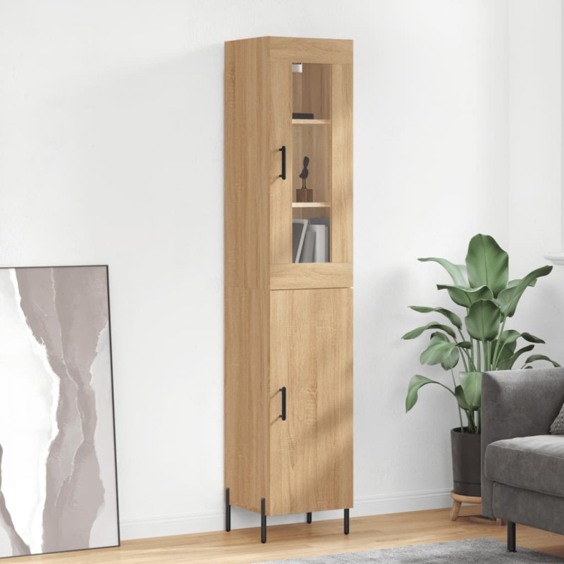 vidaXL Aparador de madera contrachapada roble Sonoma 34,5x34x180 cm vidaXL Aparador de madera contrachapada roble Sonoma 34,5x34x180 cm