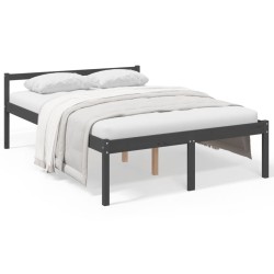 vidaXL Cama para personas mayores madera maciza pino gris 140x200 cm