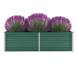 vidaXL Arriate de jardín de acero galvanizado verde 160x40x45 cm