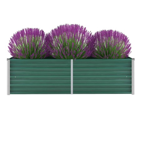 vidaXL Arriate de jardín de acero galvanizado verde 160x40x45 cm