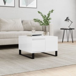 vidaXL Mesa de centro madera contrachapada blanco brillo 55x55x36,5 cm