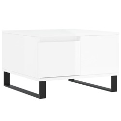 vidaXL Mesa de centro madera contrachapada blanco brillo 55x55x36,5 cm