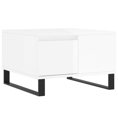 vidaXL Mesa de centro madera contrachapada blanco brillo 55x55x36,5 cm