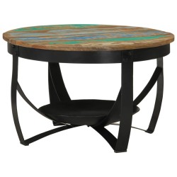 vidaXL Mesa de centro hierro y madera maciza reciclada Ø68x43 cm