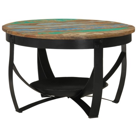 vidaXL Mesa de centro hierro y madera maciza reciclada Ø68x43 cm